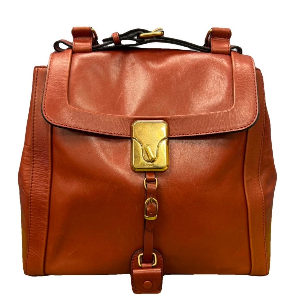 Chloé Brown Leather Backpack – Women’s Designer Bag with Brass Clasp